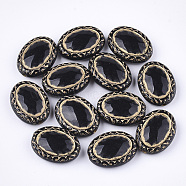 Plating Acrylic Beads, Metal Enlaced, Oval, Black, 17.5x13.5x6mm, Hole: 1.6mm(X-PACR-T008-06A)