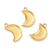 Ion Plating(IP) 304 Stainless Steel Pendant Cabochon Settings, Plain Edge Bezel Cups, Crescent Moon, Golden, Tray: 11.5x5.5mm, 15x9.5x1.5mm, Hole: 1.7mm(STAS-F167-27G)