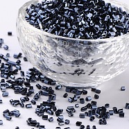 11/0 Two Cut Glass Seed Beads, Hexagon, Black, about 37500pcs/pound, hole: about 0.8mm(CSDB706)