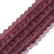 Transparent Glass Beads Strands, Faceted, Frosted, Rondelle, Indian Red, 6x4.5mm, Hole: 1.4mm, about 86pcs/strand, 16.14 inch(41cm)(EGLA-A034-T6mm-MD13)