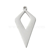 304 Stainless Steel Pendants, Laser Cut, Stainless Steel Color, Kite, 24.5x12x1mm, Hole: 1.2mm(STAS-B056-24P-01)