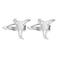 2Pcs Rhodium Plated 925 Sterling Silver Adjustable Ring Findings, Prong Ring Settings, Triangle, Platinum, Inner Diameter: 17mm, Tray: 15x13mm(STER-GO0001-06)