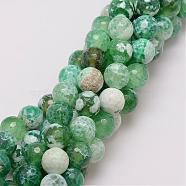 Natural Fire Crackle Agate Bead Strands, Dyed, Faceted, Round, Medium Sea Green, 10mm, Hole: 1.5mm, about 38pcs/strand, 14 inch(G-G882-10mm-B01)