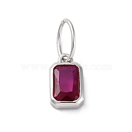 925 Sterling Silver Cubic Zirconia Charms, Colours, Rectangle, Purple, 8x5x2mm, Hole: 5x3mm(STER-NH0014-01P-07)