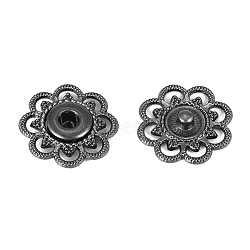 Alloy Snap Buttons, Sewing Accessories, Flower, Gunmetal, 20.5x4mm, Hole: 3mm(SNAP-WH0001-01A)