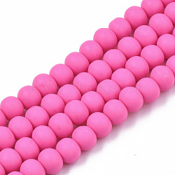 Handmade Polymer Clay Beads Strands, for DIY Jewelry Crafts Supplies, Round, Deep Pink, 7x5.5mm, Hole: 1.6mm, about 69pcs/strand, 15.75 inch~16.14 inch(40~41cm)(CLAY-N008-053-03)