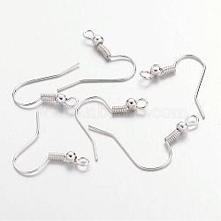 Iron Earring Hooks, with Horizontal Loop, Silver Color Plated, 19~21x18~20mm, Pin: 0.65mm(X-J07JW-S)