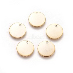 304 Stainless Steel Charms, Flat Round, Stamping Blank Tag, Golden, 15x1mm, Hole: 1.6mm(X-STAS-I098-06)