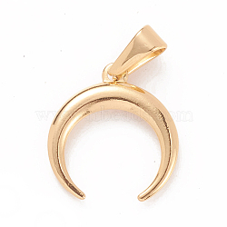 Ion Plating(IP) 304 Stainless Steel Pendants, Large Hole Pendants, Double Horn/Crescent Moon, Golden, 19x18x2mm, Hole: 8x3mm(X-STAS-D019-05G)
