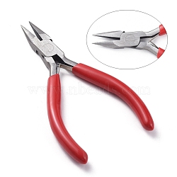 Jewelry Pliers, #50 Steel(High Carbon Steel) Short Chain Nose Pliers, Red, 135x55mm(TOOL-D029-05)