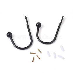 Zinc Alloy U Shape Hook Hangers Curtain, with Plastic Nut and Alloy Screws, for Bag Clothes Curtain Hanging Holder, Electrophoresis Black, 155x110x8~11mm, Hole: 5mm(SW-TAC0002-07D)