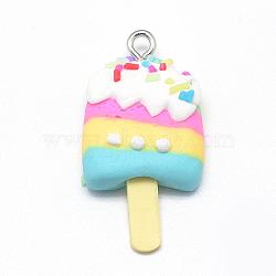 Handmade Polymer Clay Pendants, Ice Lolly, Colorful, 36~37x18~19x6~8mm, Hole: 2mm(CLAY-Q240-022D)