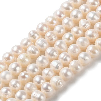 Natural Cultured Freshwater Pearl Beads Strands, Potato, Grade A+, PapayaWhip, 8~9x7~8mm, Hole: 0.6mm, about 52pcs/strand, 14.25~14.45''(36.2~36.7cm)