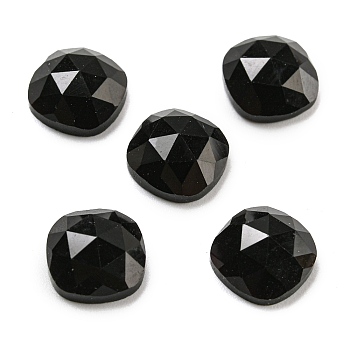 Natural Obsidian Cabochons, Faceted Square, 8x8x4mm
