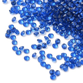 Cubic Zirconia Cabochons, Faceted Diamond, Dark Blue, 1.3x1mm