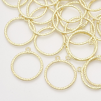 Alloy Open Back Bezel Pendants, For DIY UV Resin, Epoxy Resin, Pressed Flower Jewelry, Ring, Light Gold, 30.5x27.5x1.5mm, Hole: 2mm