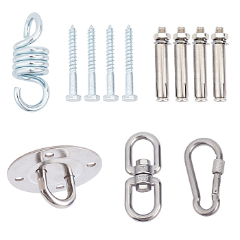 201 Stainless Steel Swing Hook, Yoga Fixed Plate Accessories, with 304 Stainless Steel Lock, Screws for Swing Sporting Goods, Stainless Steel Color, 89.5x43mm, Hole: 8.5mm