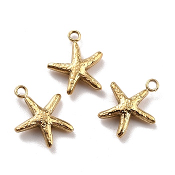 Ion Plating(IP) 316 Surgical Stainless Steel Charms, Star, Real 24K Gold Plated, 15x12.5x3mm, Hole: 1.5mm