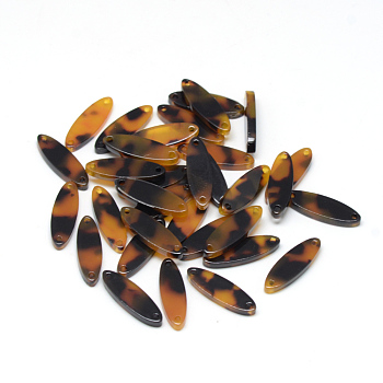 Cellulose Acetate(Resin) Links connectors, Oval, Goldenrod, 21.5x6.5x2.5mm, Hole: 1.5mm
