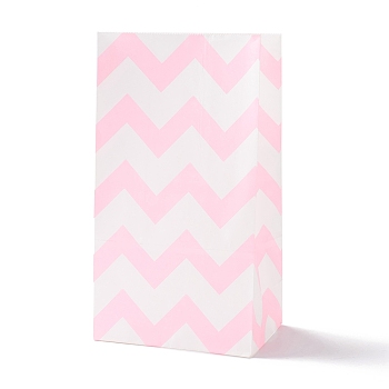 Rectangle Kraft Paper Bags, None Handles, Gift Bags, Wave Pattern, Pink, 13x8x24cm