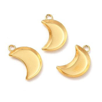Ion Plating(IP) 304 Stainless Steel Pendant Cabochon Settings, Plain Edge Bezel Cups, Crescent Moon, Golden, Tray: 11.5x5.5mm, 15x9.5x1.5mm, Hole: 1.7mm