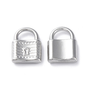 304 Stainless Steel Pendants, Padlock Charm, Stainless Steel Color, 18x13x3mm, Hole: 5x7mm