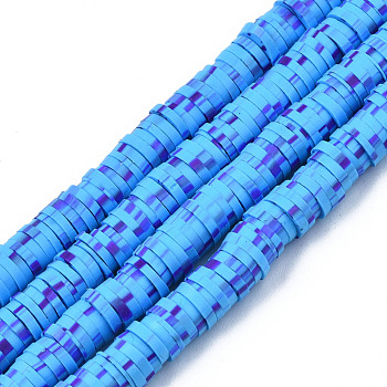 Handmade Polymer Clay Beads Strands, for DIY Jewelry Crafts Supplies, Heishi Beads, Disc/Flat Round, Dodger Blue, 6x0.5~1mm, Hole: 1.8mm, about 290~320pcs/strand, 15.75 inch~16.14 inch(40~41cm)