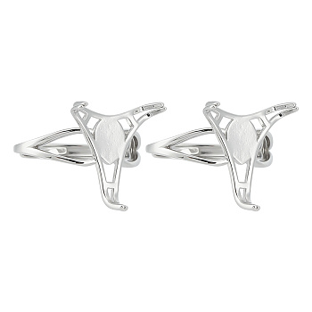 2Pcs Rhodium Plated 925 Sterling Silver Adjustable Ring Findings, Prong Ring Settings, Triangle, Platinum, Inner Diameter: 17mm, Tray: 15x13mm