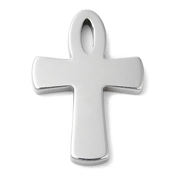 Electroplated Synthetic Non-magnetic Hematite Pendants, Religion Cross Charms, Platinum Plated, 49x33.5x4mm, Hole: 1mm