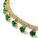 Green Cubic Zirconia Diamond Charm Bracelet with Rack Plating Brass Link Chains(BJEW-Q771-03G)-2