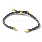 Adjustable Nylon Cotton Cord Making, with Rack Plating Brass Findings, Golden, Dark Slate Gray, 4-3/4~8-7/8 inch(12~22.5cm), 3mm, Hole: 2mm(OCOR-S002-01N)