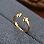 Fashionable 201 Stainless Steel Cuff Rings, Open Rings for Women, Cat Paw Print, Golden, Inner Diameter: 16~19mm(FS-WG0D738-02)