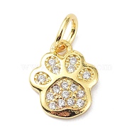 Brass Micro Pave Cubic Zirconia Charms, with Jump Ring, Long-Lasting Plated, Lead Free & Cadmium Free, Footprint, Real 18K Gold Plated, 10x8.5x2mm(ZIRC-C022-22G)