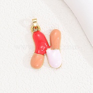 Alloy Enamel Pendants, Letter Charm, Golden, Letter N, 26x22x4mm, Hole: 3.5x2.5mm(ENAM-S023-01G-N)