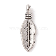 Tibetan Style Alloy Pendants, Cadmium Free & Lead Free, Feather, Antique Silver, 16x5x3mm, Hole: 1.6mm, about 3030pcs/1000g(FIND-C060-059A-AS)
