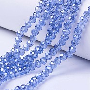 Electroplate Glass Beads Strands, Pearl Luster Plated, Faceted, Rondelle, Royal Blue, 2.5x2mm, Hole: 0.4mm, about 150~155pcs/strand, 32~33cm(EGLA-A034-T1mm-A17)