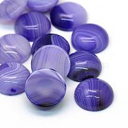 Dyed Natural Striped Agate/Banded Agate Cabochons, Half Round/Dome, Mauve, 16x6~7mm(G-R348-16mm-04)