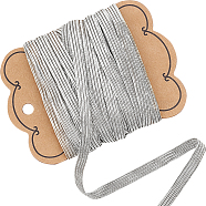 Flat Elastic Cord/Band, with Rubber Inside, Webbing Garment Sewing Accessories, Silver, 6mm, 20yards/bag(EC-GF0001-25B)