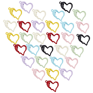 32Pcs 8 Colors Spray Painted Alloy Pendants, Hollow Heart Charm, Mixed Color, 21x15.5x0.6mm, Hole: 1.6mm, 4pcs/color(PALLOY-DR0001-01)