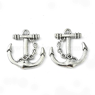 Tibetan Style Alloy Anchor Pendants, Cadmium Free & Nickel Free & Lead Free, Antique Silver, 27x24x2.5mm, Hole: 2mm(X-TIBEP-839-AS-NR)