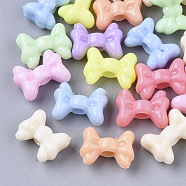 Opaque Acrylic European Beads, Large Hole Beads, Bowknot, Mixed Color, 11x15x7mm, Hole: 4mm about 1000pcs/500g(MACR-N008-06)