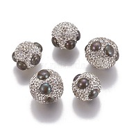 Natural Pearl Beads, with Polymer Clay Rhinestone, Round, 17~20mm, Hole: 1mm(RB-F031-04)