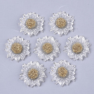 Epoxy Resin Pendants, with Golden Foil, Flower, Goldenrod, 33x33x5~6mm, Hole: 1.4mm(X-CRES-N025-01)