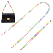 WADORN 2Pcs 2 Style Opaque Jelly Style Acrylic Curb Chain Bag Straps, with Alloy Swivel Clasps, for Bag Replacement Accessories, Colorful, 42~122cm, 1pc/style(DIY-WR0002-49)