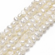 Natural Cultured Freshwater Pearl Beads Strands, Two Sides Polished, Linen, 4x3~3.5x3mm, Hole: 0.5mm, about 94~96pcs/strand, 14.65~14.76''(37.2~37.5cm)(PEAR-A005-06-01)