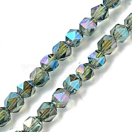 Electroplate Glass Beads Strands, Faceted, Lime, 5.5x5x6mm, Hole: 1mm, about 101pcs/strand, 22.05''(56cm)(EGLA-K061-07A-FR01)
