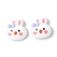 Opaque Resin Cabochons, Cartoon Style Animal, Rabbit Pattern, 19.5x18.5x7.5mm(CRES-P023-02D)