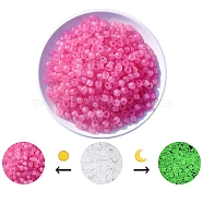 Luminous Acrylic Beads, Glow in the Dark, for DIY Jewelry Accessories, Column, Hot Pink, 8x6mm, Hole: 3.5mm, about 700pcs/bag(PW-WG47076-03)