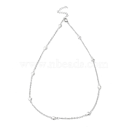 Non-Tarnish 304 Stainless Steel Heart Link Chain Necklace, Stainless Steel Color, 17.83 inch(45.3cm)(NJEW-K249-09P)