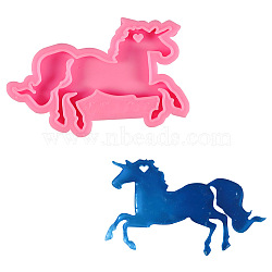 DIY Silhouette Silicone Unicorn Pendant Molds, Resin Casting Molds, for UV Resin, Epoxy Resin Jewelry Making, Pearl Pink, 56x90x8mm(UNIC-PW0001-070)